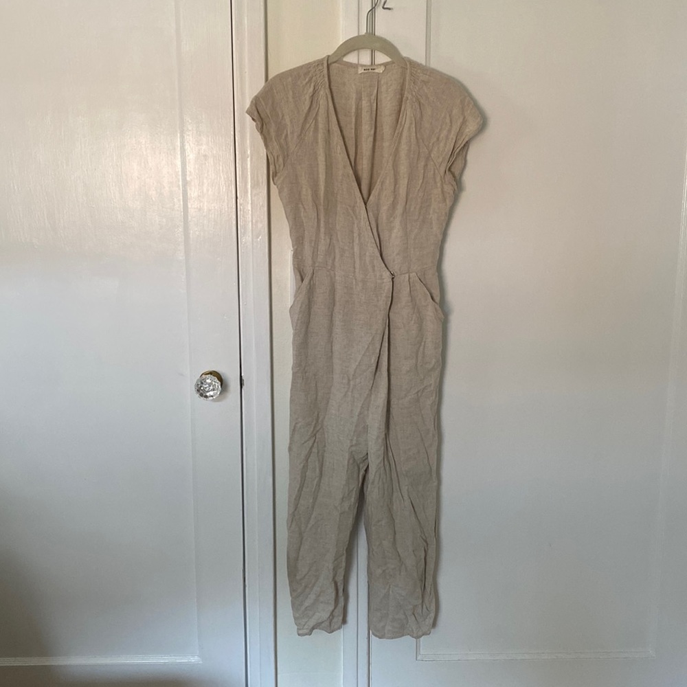 Linen romper tie back